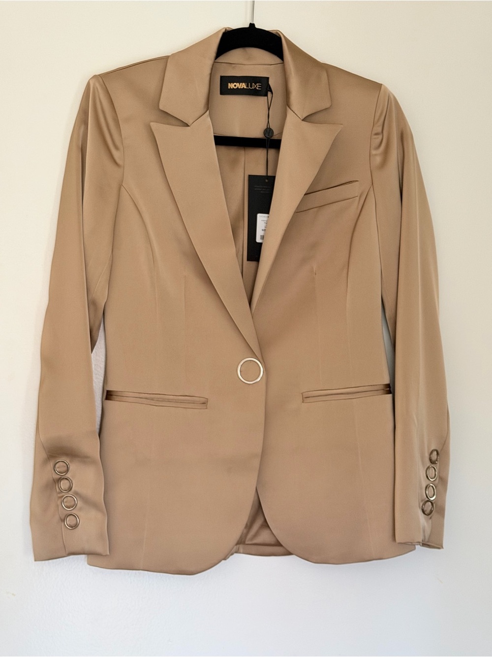 NOVA LUXE Camel Tailored Blazer | NWT | Size XSmall | Gold Button